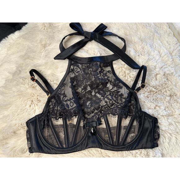 Honey Birdette FRENCHIE🖤 Black Floral Lace Bra 32B